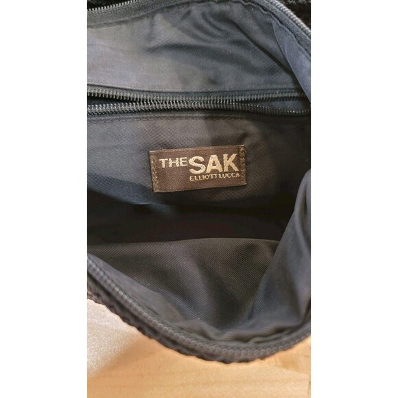 The SAK Crochet Shoulder Strap Hobo Bag Purse Knit Boho Zip Black Elliott Lucca - Picture 7 of 10